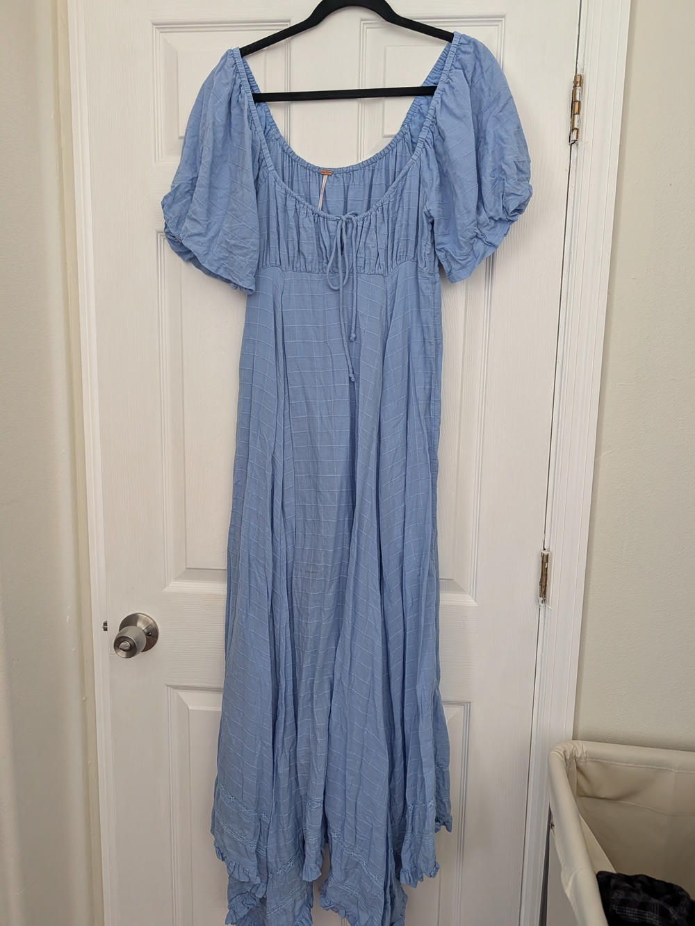 Free People Sky Blue Puff Sleeve Maxi Dress